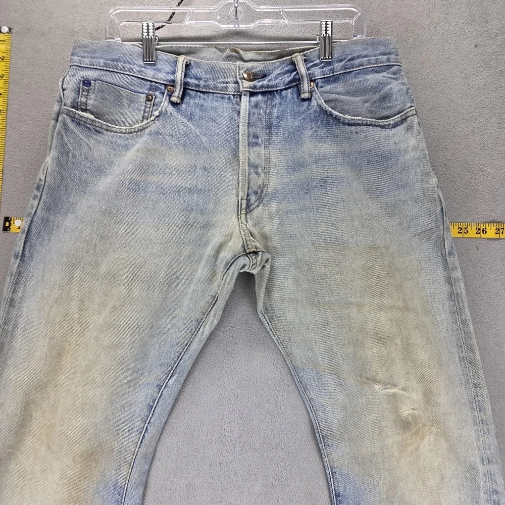 Gap‎ 1969 Jeans Mens 33x32 Blue Selvedge Straight Faded Light Wash Button Fly